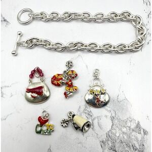 Cheerleader Charm Bracelet DIY Kit School Spirit Toggle 8" Bracelet